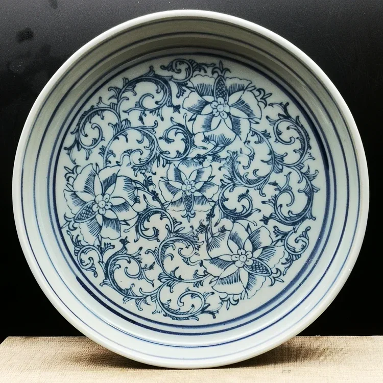 

Chinese Blue and White Porcelain Painted Lotus Design Plate Collection