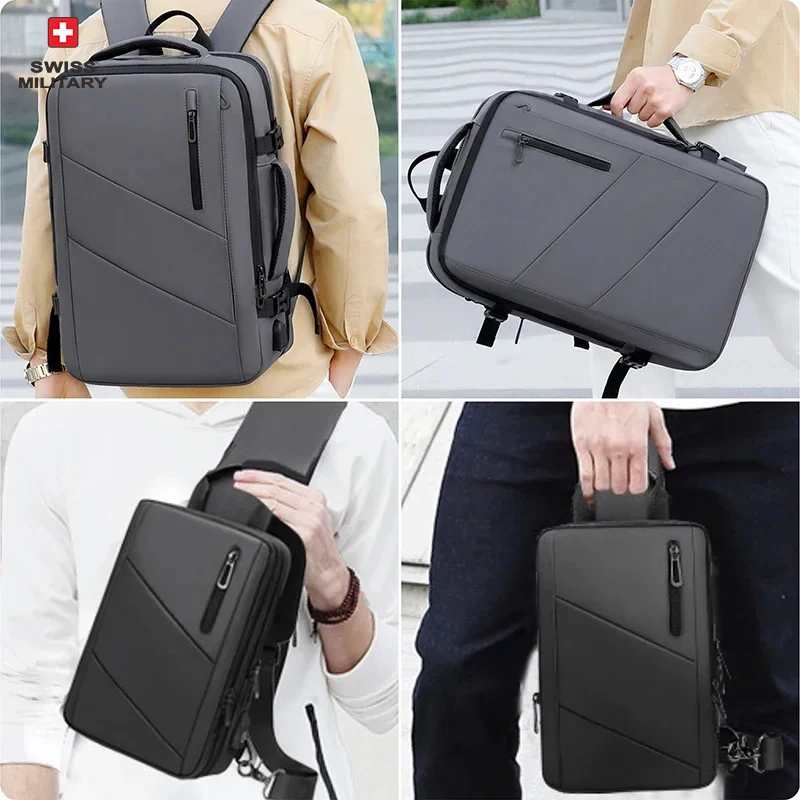 17 Inch Laptop Backpack Men Multi Pocket Expandable Waterproof USB Backpack Business Travel Backpack Daily commute BagMochilas