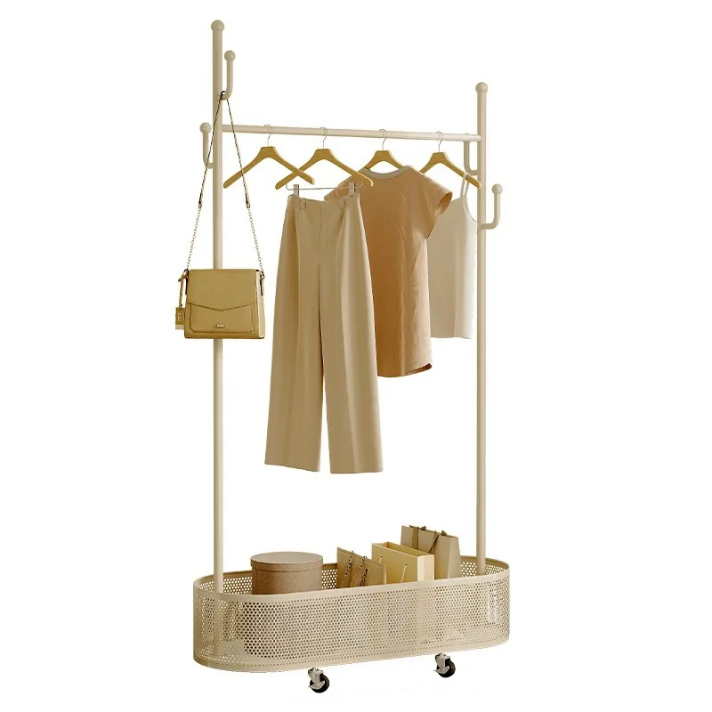 

Clothes Cream Wind Hanger Floor to Floor Bedroom Dirty Basket Hanging Hanger Household Room Coat Rack
