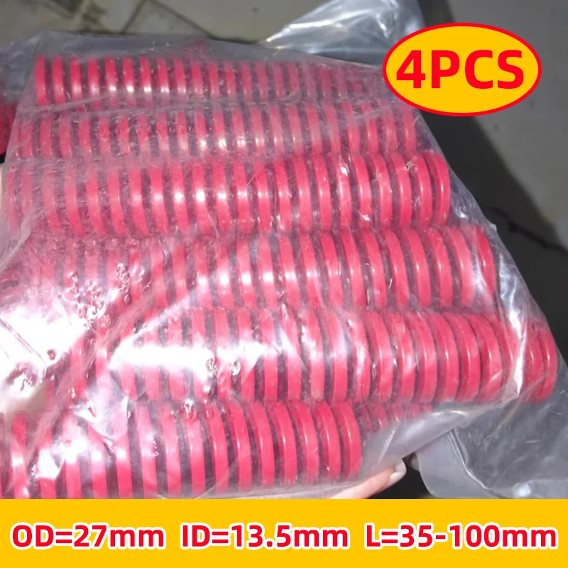 Creamily 4PCS Mould Springs Loading Spiral Stamping Compression Springs OD=27mm ID=13.5mm L=35-100mm Yellow Blue Red Green Brown