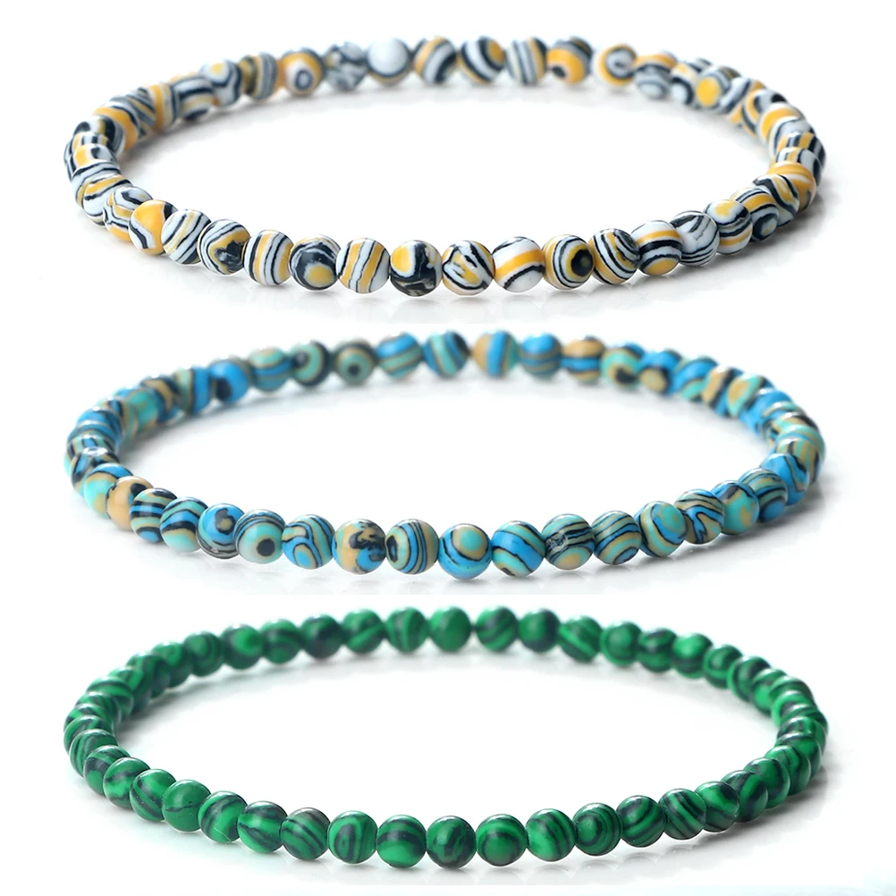 Mini 4mm Beaded Bracelets For Women Natural Stone Multicolor Malachite Bracelets For Men Friendship Yoga Healing Health Jewelry