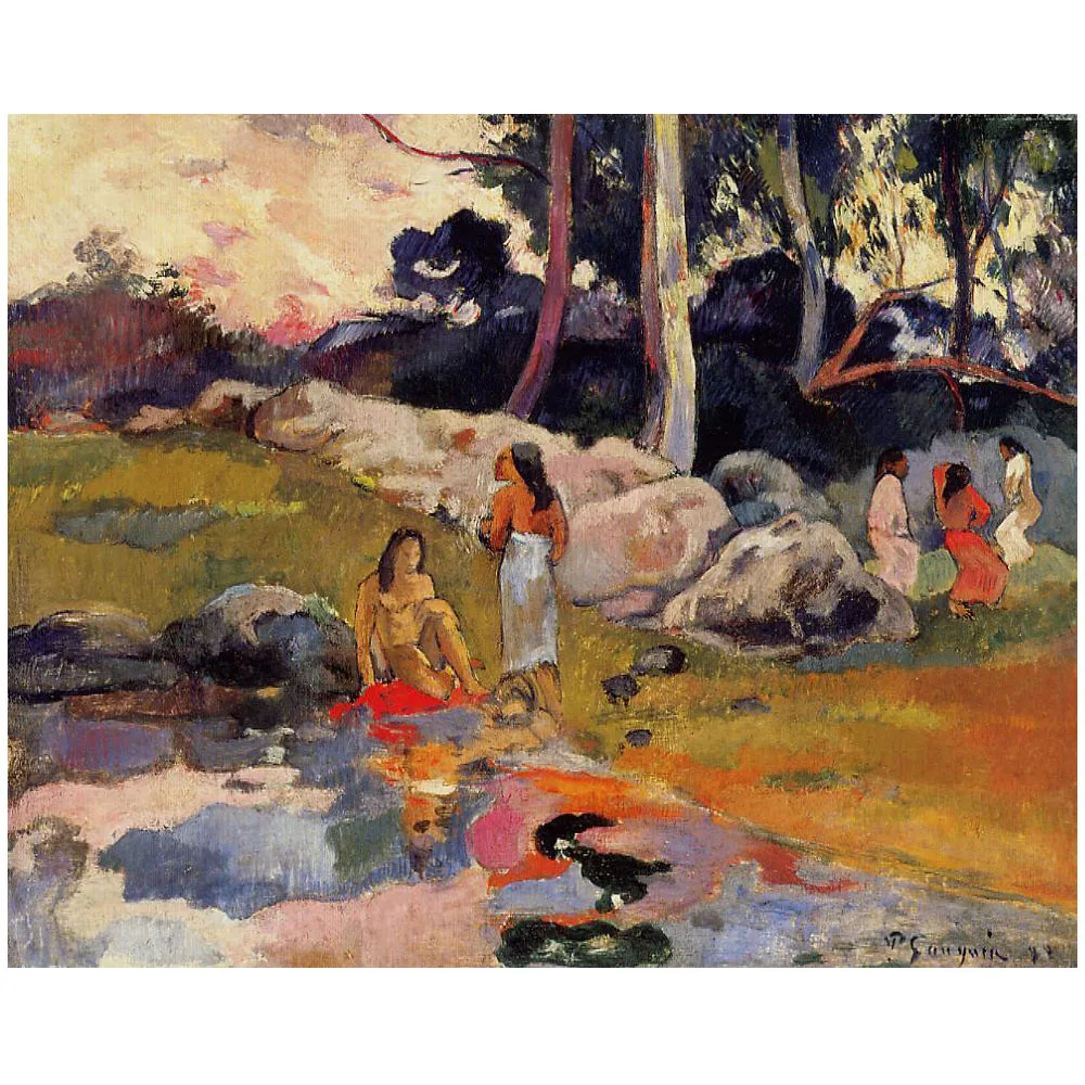 Hand painted high quality reproduction of Women at the banks of river by  Paul Gauguin Modern home decoration Canvas wall art