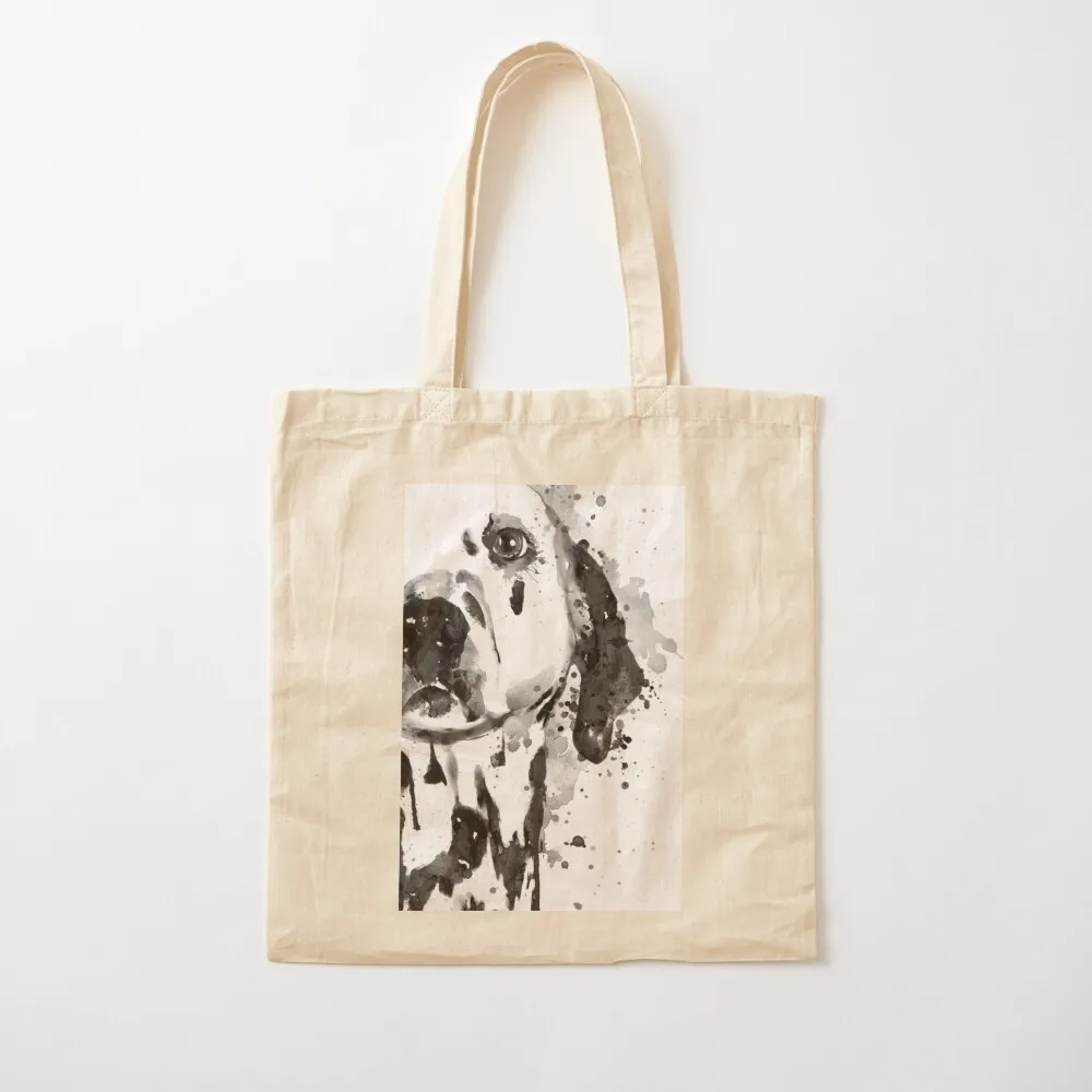 

Black And White Half Faced Dalmatian Dog Tote Bag shopping bag logo Women bags large size bags Canvas Tote Bag