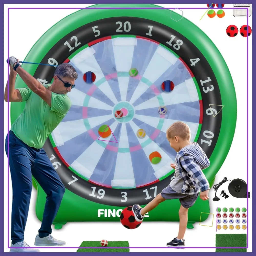 

Inflatable Dartboard Game Set - 6ft Giant Target for Soccer Golf & Kick Darts with Pump, 20+ Games for Kids & Adults