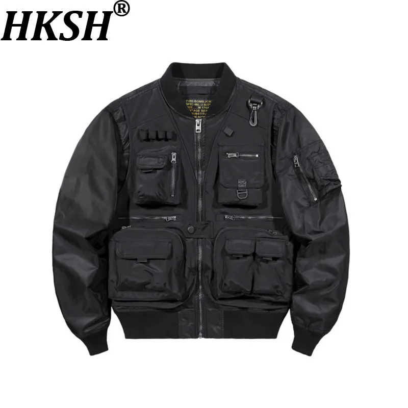 

HKSH весенне-осенняя новая мужская куртка Tide Dark Heavy в стиле сафари с несколькими карманами, свободная повседневная модная техническая одежда, пальто HK11895