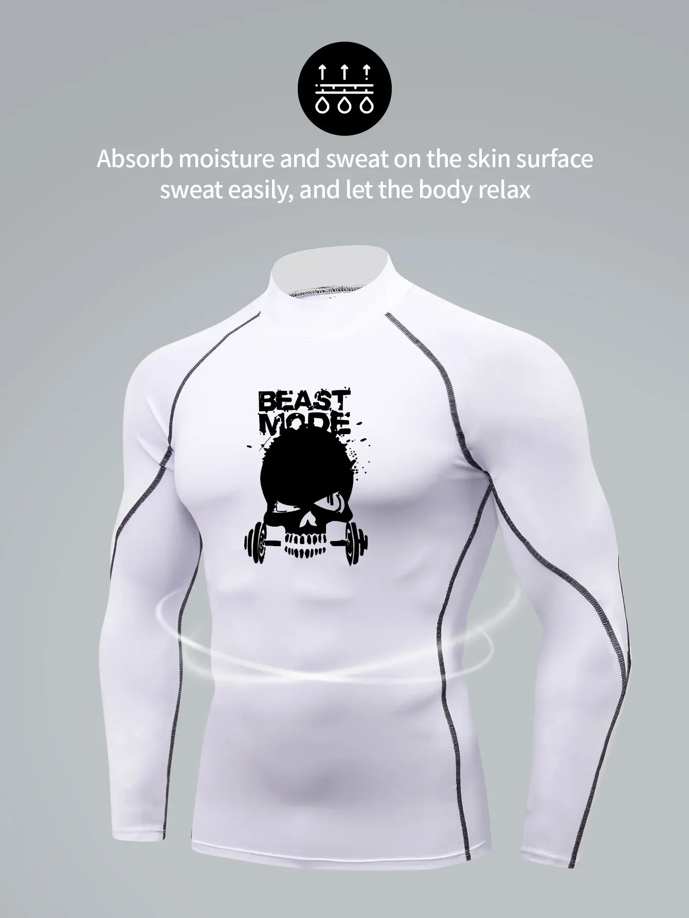 

Anime 2D printed tight-fitting shirt, long-sleeved T-shirt, quick-drying high-elasticity sports top