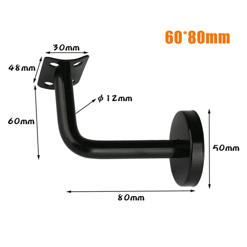 1pcs Black Handrail Bracket Stainless Steel Handrails Wall Mounted Bracket Support Hand Rail Stair Railing Guardrail Accessories