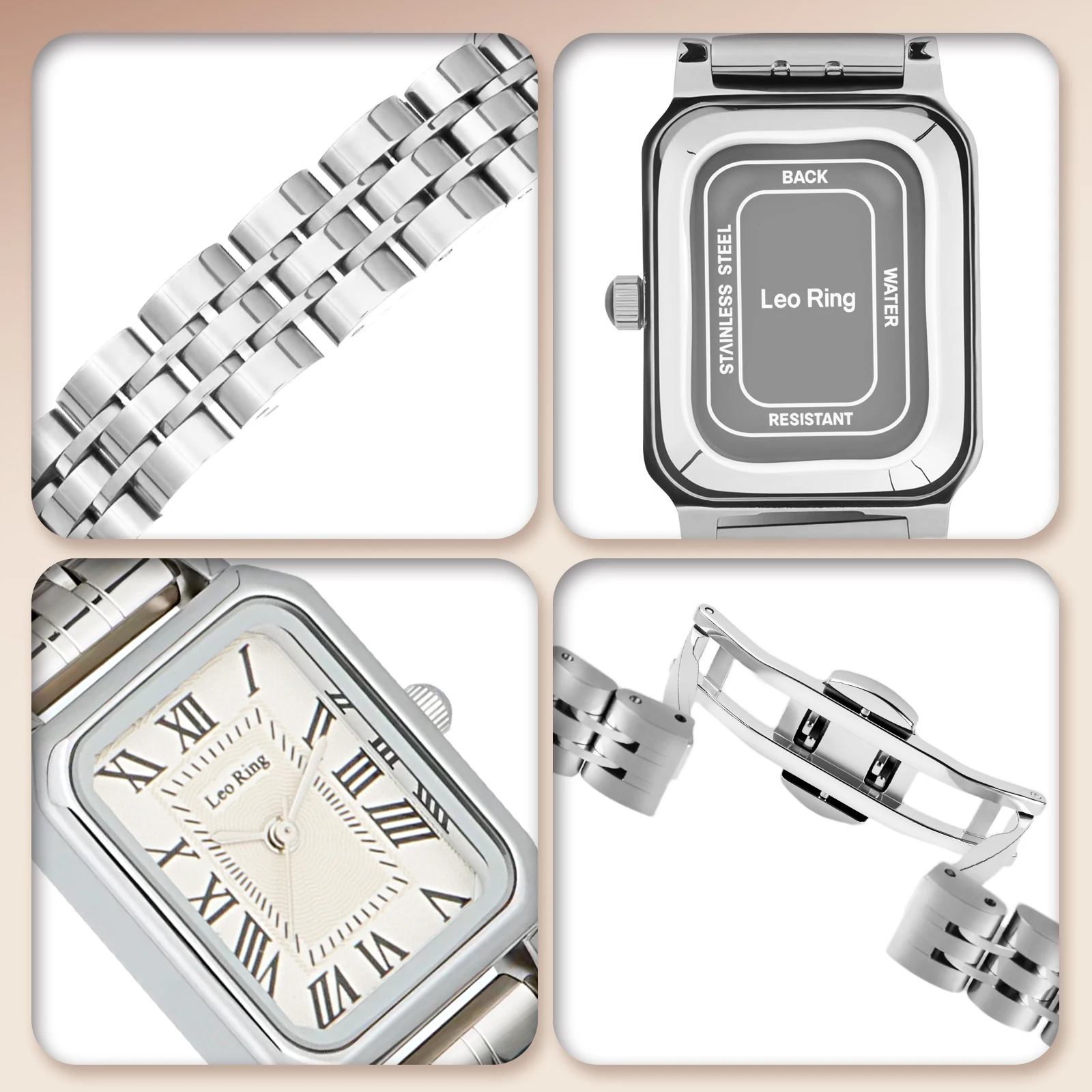 Luxury women's quartz watch with stainless steel strap, casual and stylish, a light luxury gift, includes watch adjustment tools