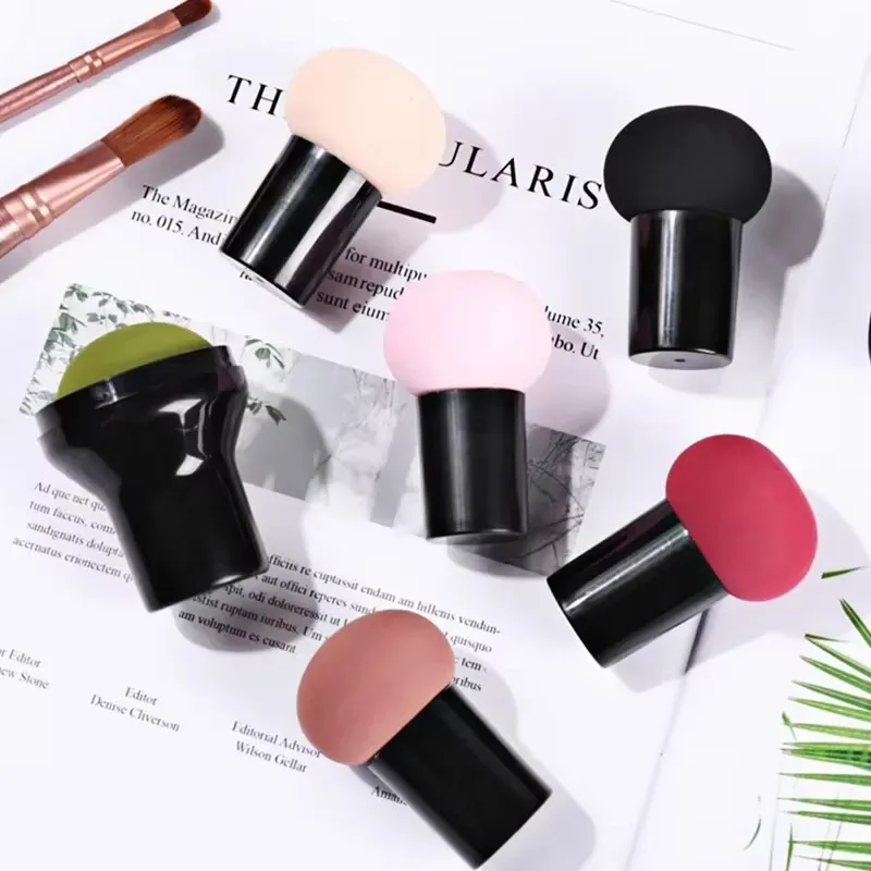 1-6PCS Mushroom Head Cosmetic Puff with Protective Cap Wet Dry Powder Puff Air Cushion Sponge Makeup Egg Foundation Makeup Tools