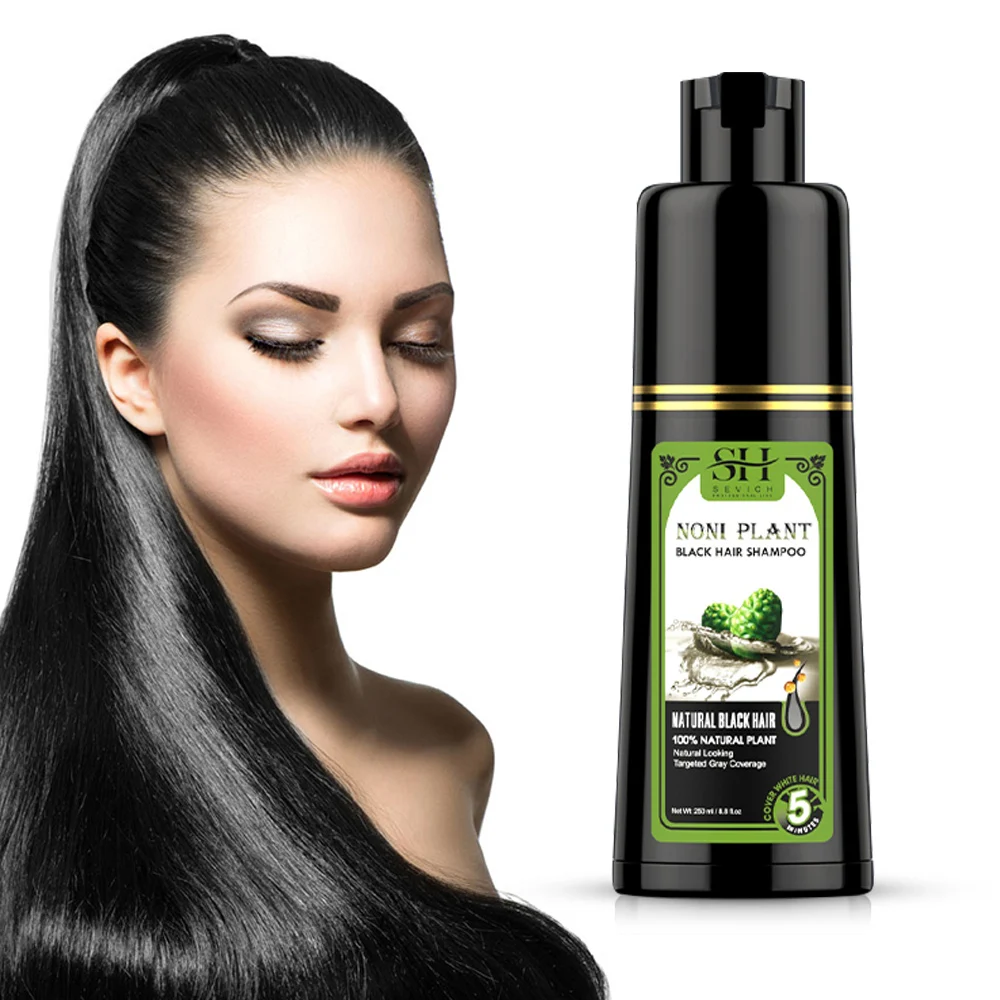 250ml Fast Black Hair Shampoo Organic Natural Plant Hair Dye Plant Essence Permanent Black Hair Color Dye Shampoo For Women Men