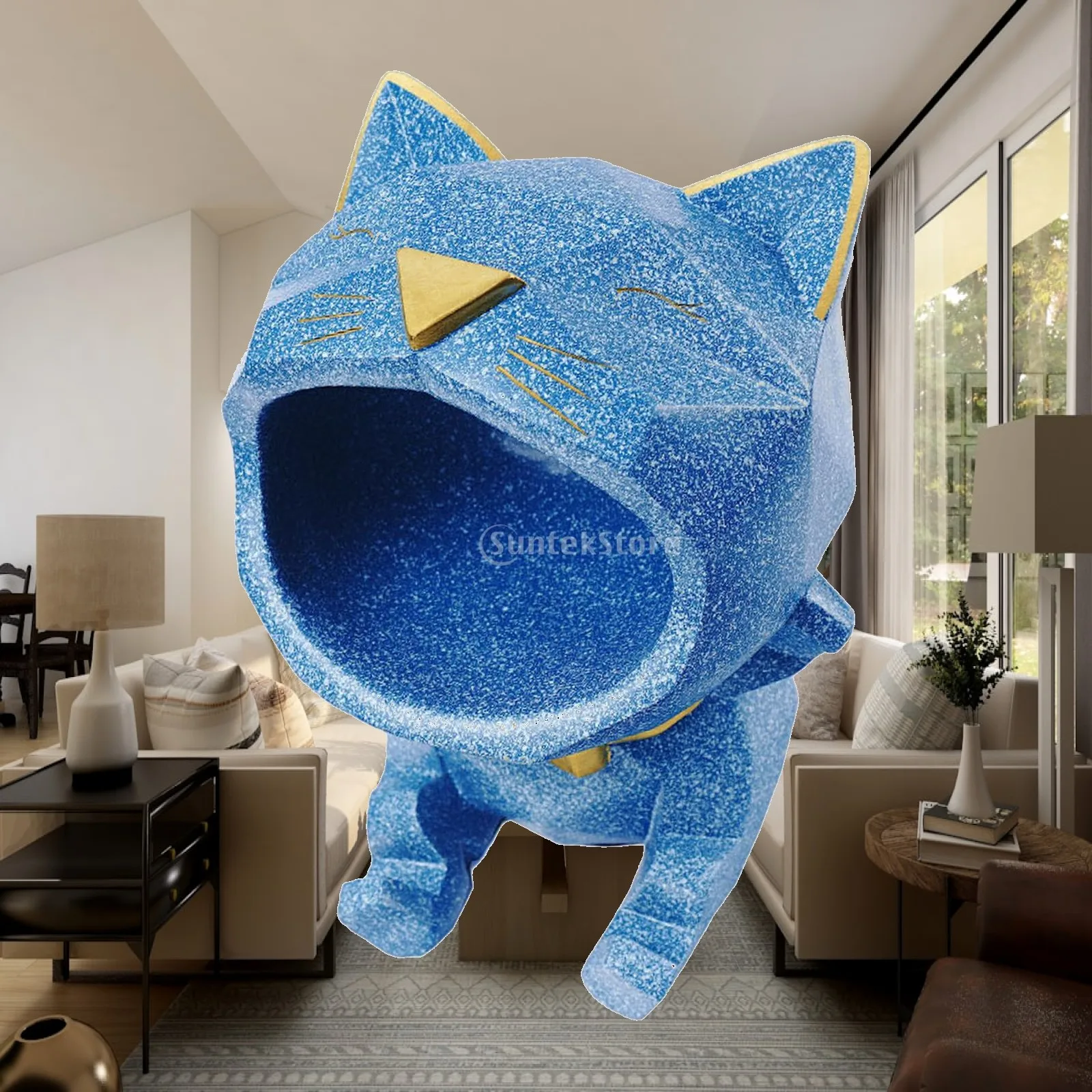 Cat Resin Storage Box Organizer Figurine Key Holder Desktop Jewelry Container Snack Bowl Sculpture for Living Room Wedding Gift