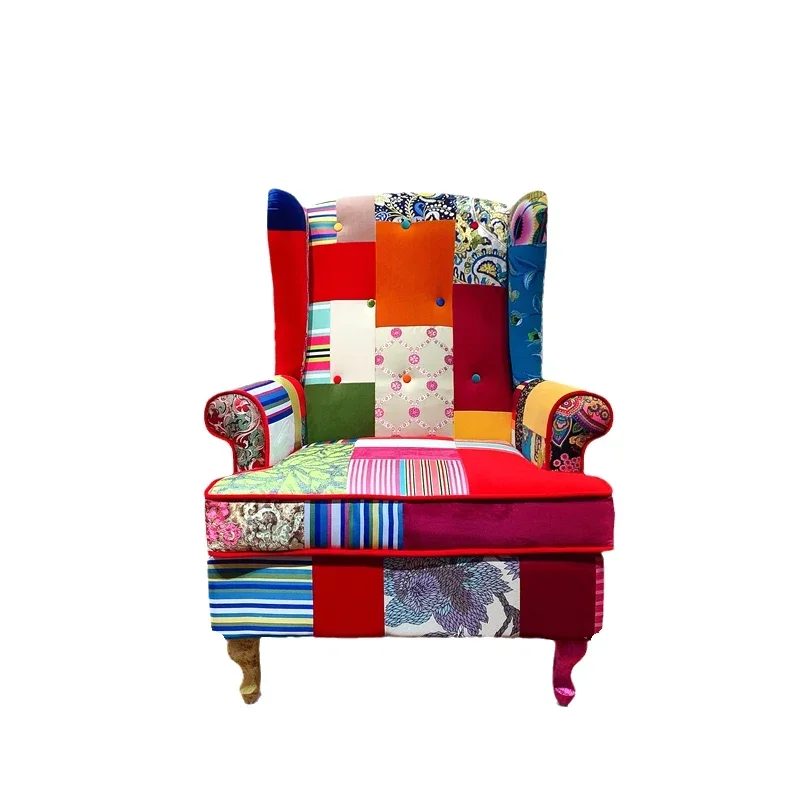 American light luxury sofa rural fabric small apartment living room tiger stool European lazy tiger chair single sofa