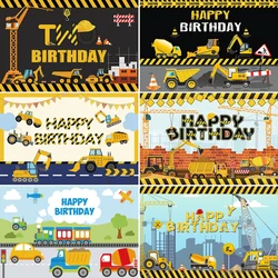 Excavator Truck Photo Backdrops Boy Birthday Construction Background Party Decor Photography Prop Photocall Photo Studio