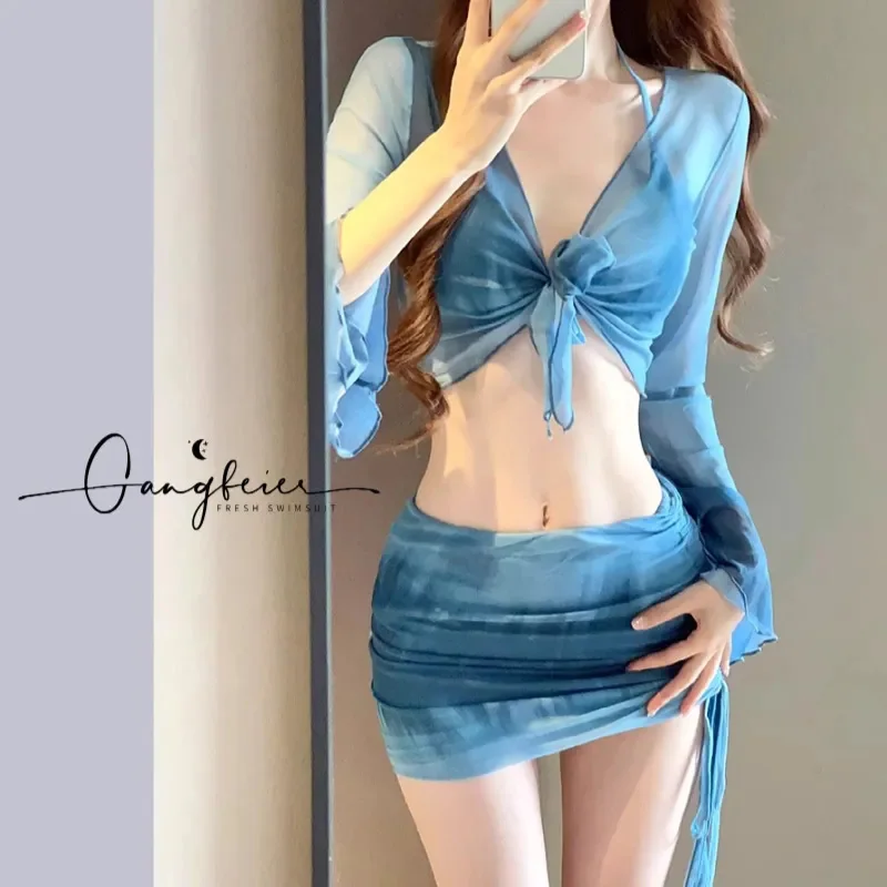 Women 4 Piece Swimsuit Set Sexy Bikini Beach Vacation Swimwear Mesh Cardigan Summer Sun Protection 4Piece Separates Swimsuit Set