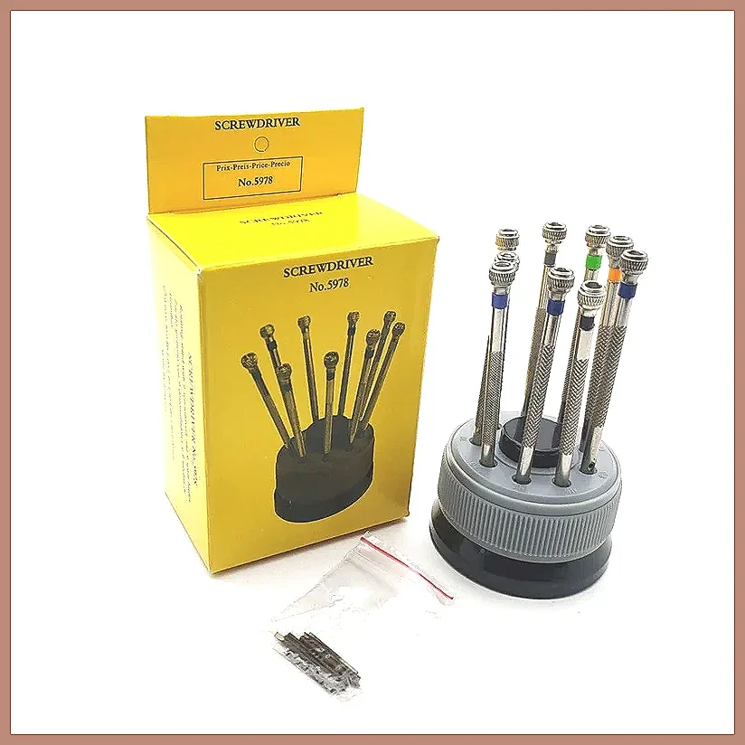 Precision Stainless Steel Screwdriver Set 9pcs Watch Repair Tool Kit for Watchmaker Flat Blade Slotted Assort Professional Je