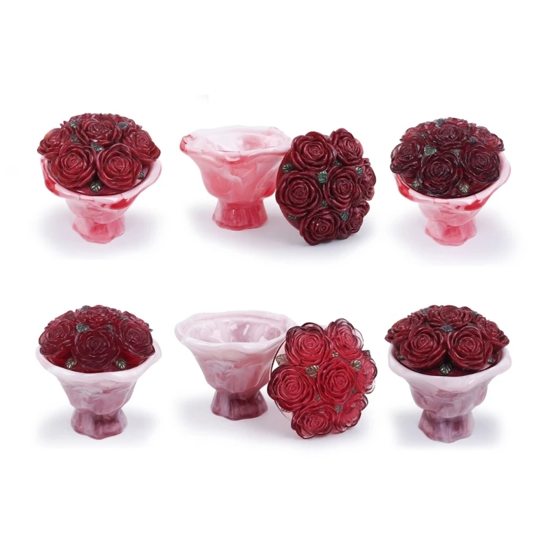 3D Rose Bouquet Box Silicone Mold Flower Shape Jar with Lid Epoxy Resin Silicone Molds For DIY Wedding Valentine Crafts