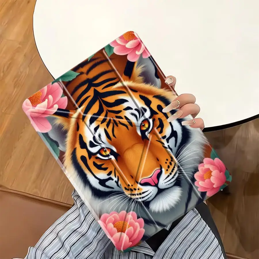 

Чехол для планшета iPad Pro 11-го, 10-го, 9-го, 8-го, 7-го поколений, 12.9 дюймов Pro 2025, Mini 6, 7, Air 4, 5, M3, M2, 1, 2, M4, 11 дюймов, с держателем, King Tiger