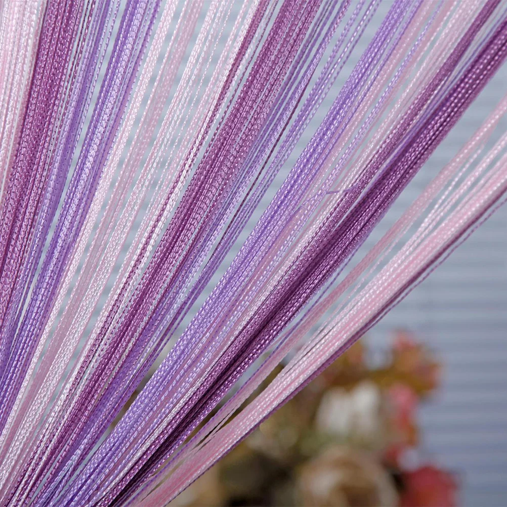

Washable String Curtains 100x200cm Purple Decorative Thread Drapes for Bedroom Living Room Door Curtains Room Divider