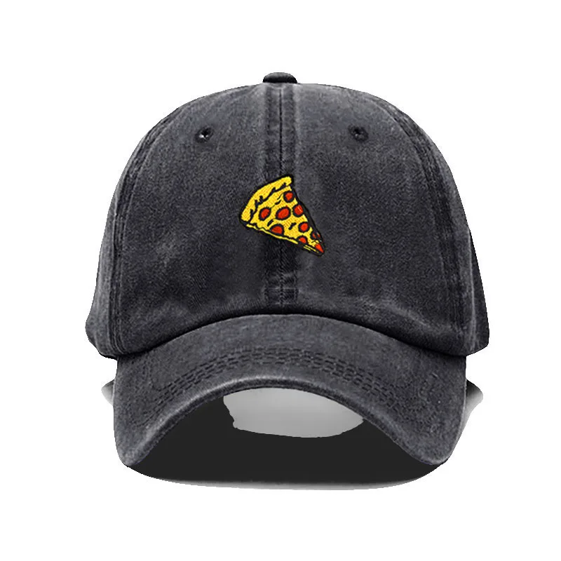 Pizza Embroidered Baseball Caps for Men Women Retro Soft Washed Cotton Dad Hat Snapback Cap Wholesale Dropshipping