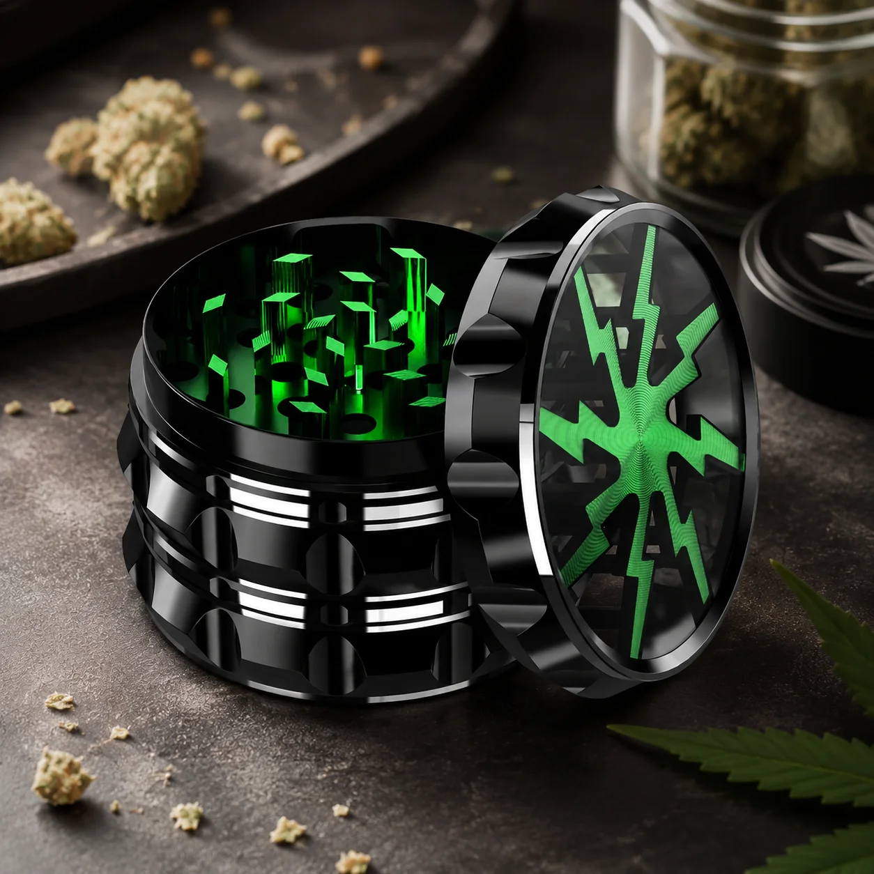 2.5'' Clear Top Herb Grinder Metal Large 4-Part Aluminum Alloy Spice Grinder with Pollen Catcher Smoke Accessories Mills Durable