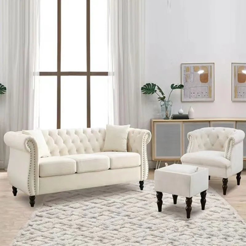 

American Simple Modern Fabric Single Double Three Soft Bag Chair Designer Storage Light Luxury Footstool Living Room Furniture