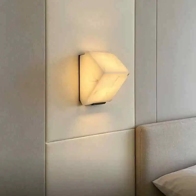 Spanish Imitation Marble Wall Lamps Light Luxury Bedroom Bedside Lamp Modern Minimalist Living Room Corridor Aisle Wall Lights