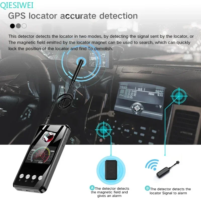 كاشف كاميرا خفية صغير مضاد للتجسس واي فاي الأشعة تحت الحمراء إشارة لاسلكية مايكرو الثقب كام الماسح الضوئي لتحديد المواقع المقتفي راديو كشف إنذار LED #5