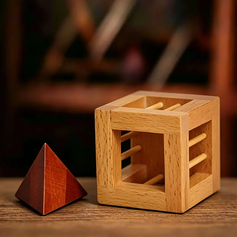 Cage Apart - Rompecabezas de Madera Triangular, Juego de Ingenio, Entrenamiento de Lógica IQ, Desenredar, Juguetes Educativos para Niños y Adultos