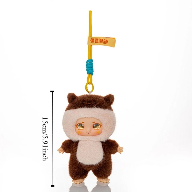 Vinyl gezicht dier knuffel anime figuur sjaal dier vinyl pop pluche sleutelhanger pluizig zacht actiefiguur knuffel sleutelhanger