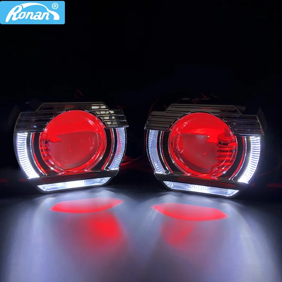 

RONAN Mini 2,5 ''HID Биксеноновые линзы для проектора, обновление 8,1 линз, фары H1 H4 H7 9006, светодиодные фары DRL Angel Halo Devil Eyes