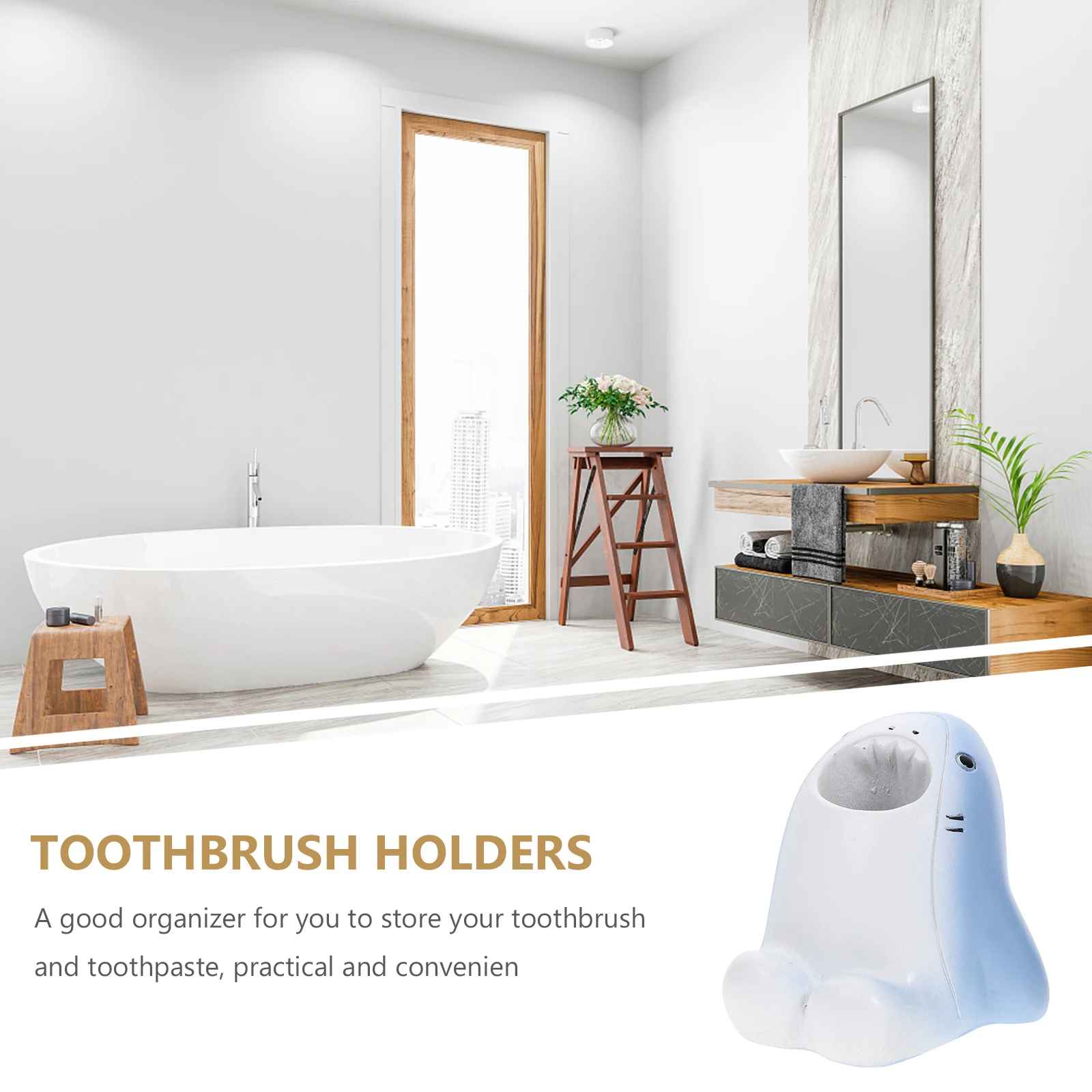 

Toothbrush Holder Shark Design Bathroom Organizer Storage Cup For Toothbrush Toothpaste Desktop Resin Countertop Makeup Brush