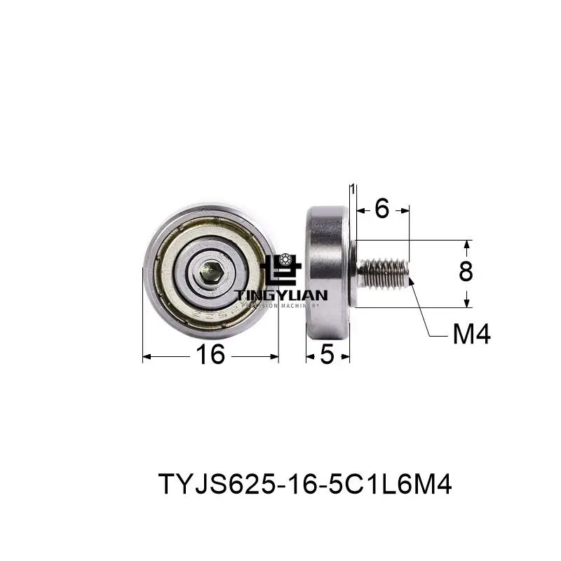 

OD16 StainlessSteel Hex Hexagon Socket Cap Head Shoulder RollerBearingScrew Allen Bolt M4 M5 M6external Thread Guide Pulley625