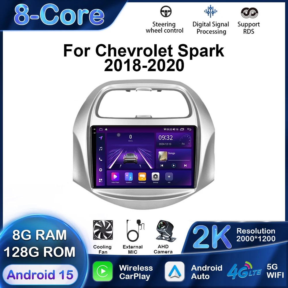 Android Car Radio Multimedia Player For Chevrolet Spark 2018-2020 GPS Navigation Carplay Auto Stereo Monitor Screen 2din