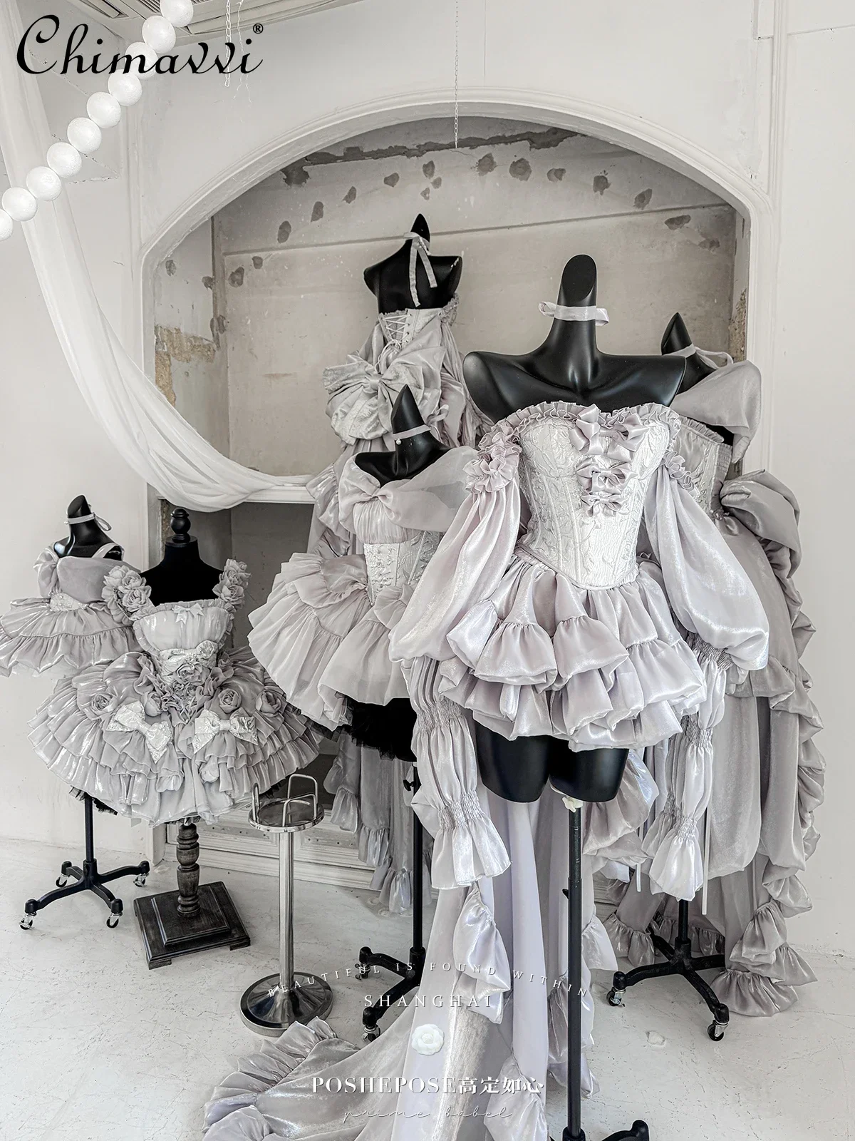 لطيف القوس قبالة الكتف المرأة حمالة فستان حفلة عيد ميلاد الأميرة لوليتا نمط الحلو مثير الفتيات زائدة طويلة صديرية دائرية فستان #3