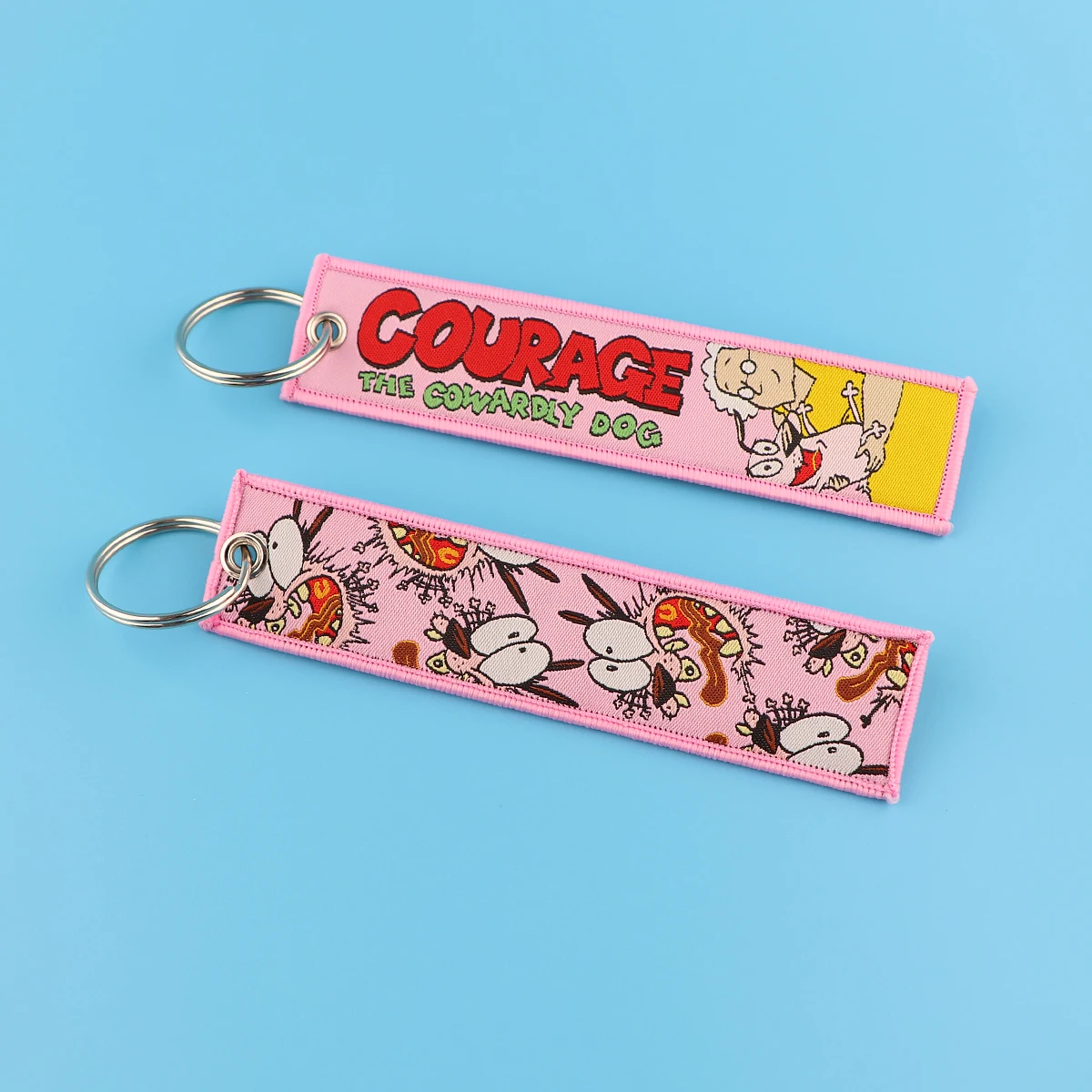 YQ1238 Courage Dog Key Tag Keychain Cartoon Llavero For Motorcycle Women Men Bags Jewelry Pink Keychain Key Ring Kids Gift