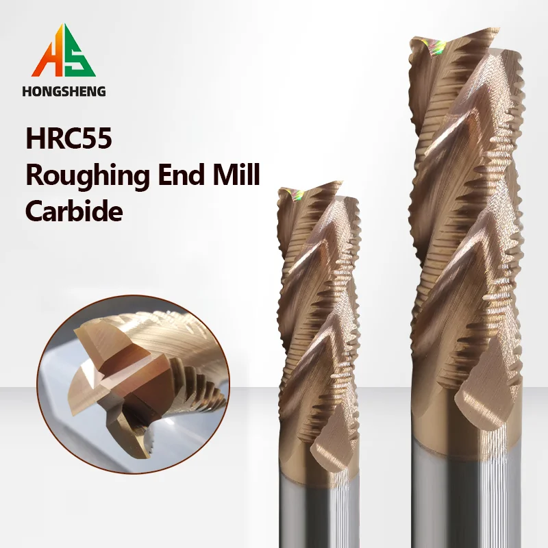 Roughing End Mill Solid Carbide 4 Flutes HRC55 3-20MM Shank For Steel Iron Aluminum MDF Fiberglass Acrylic Wood Copper Plastic