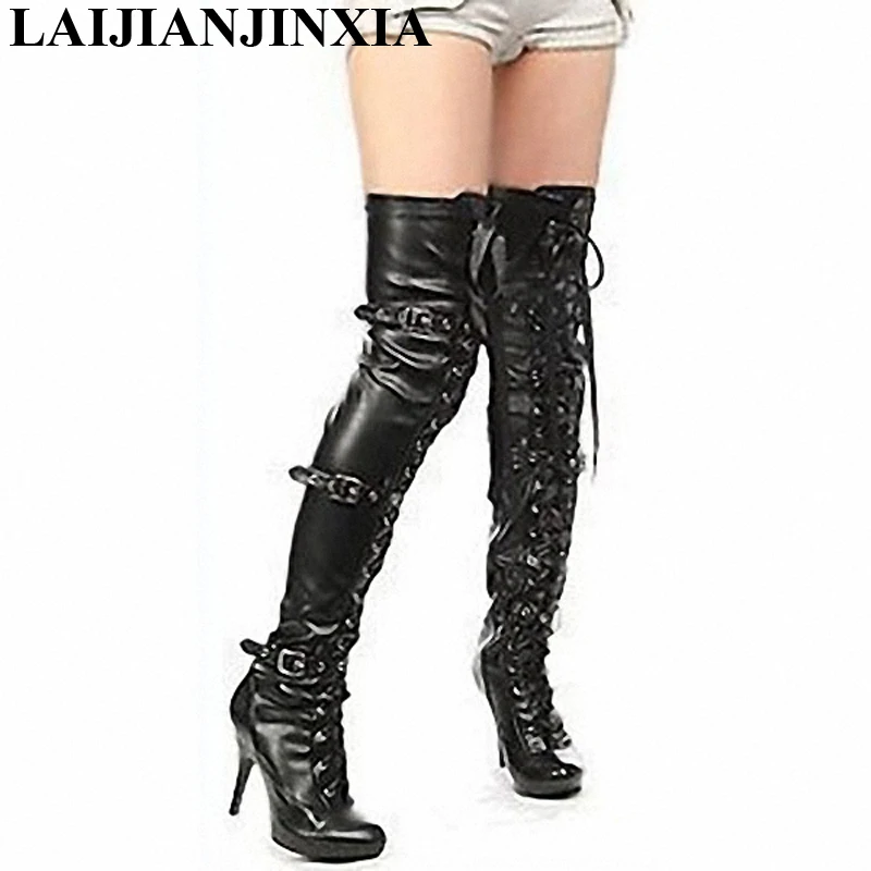 New PU Party Quee Night Club High-Heeled Over-The-Knee Boots Women's Dance Shoes 13CM High Heels Boots A-024