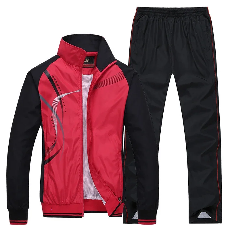 

New Men's Tracksuit Spring Autumn Fashion Print Sportswear Suit 2 Pieces Sets Jacket+Pants Male Sports Clothing