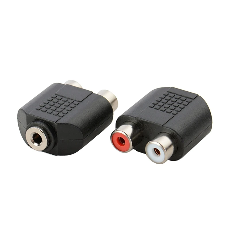 DN59 3.5mm Female To 2RCA Female Red And White Dual-channel Audio Conversion Plug 2Pcs