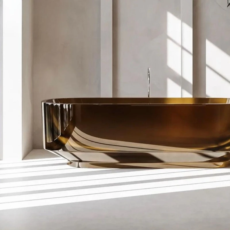 Brown Brown Coffee 1.7m Transparent Freestanding Clubhouse Resin Double Adult 1.6m Bathtub Bathtub