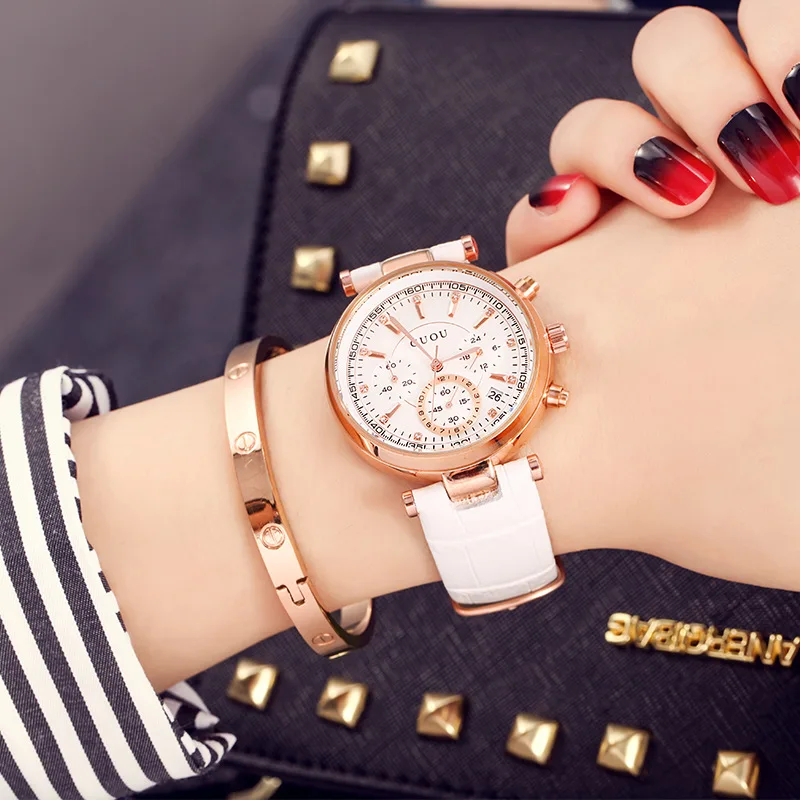 Casual Leather Strap Women'S Watch, Trendy And Fashionable Vintage Quartz Watch, Round Dial Fashion Watch For Students.