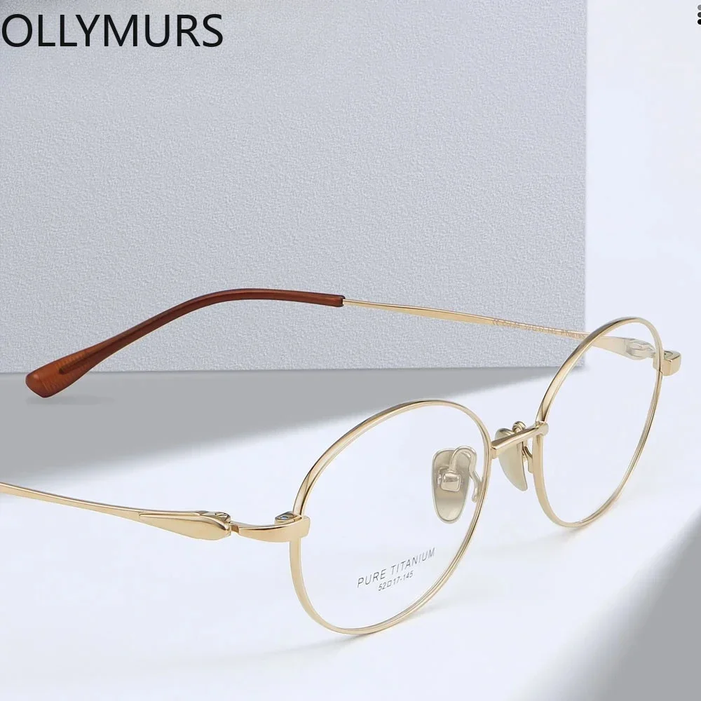 

OLLYMURS Women's Optical Glasses Fashion Oval Eyeglasses Frame High-Quality Pure Titanium Prescription Spectacles Frames