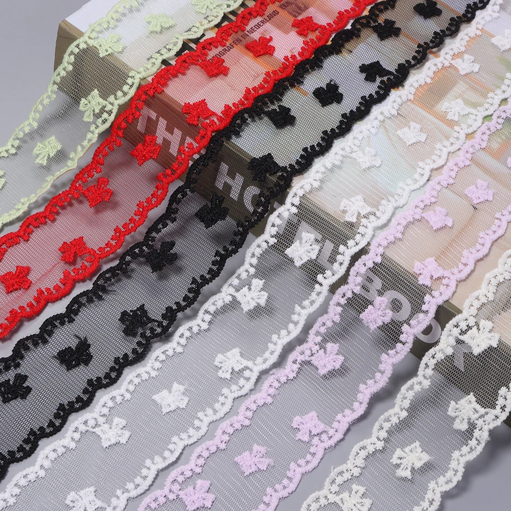 5 Yards/Los 4 cm Schleifenblumen-Spitzenstickerei-Bänder mit gewelltem Rand, Spitzenbänder für DIY-Kopfschmuck, Schleifen, Bastelarbeiten, Nähen und Kleidungsdekoration – Detail 4