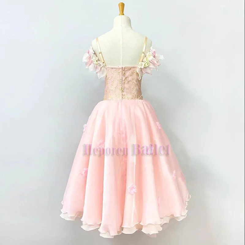 Customized Adult Children's Pink Long Yarn Ballet Dress Tchaikovsky Flower Garden Dance Nutcracker Ballet Skirt