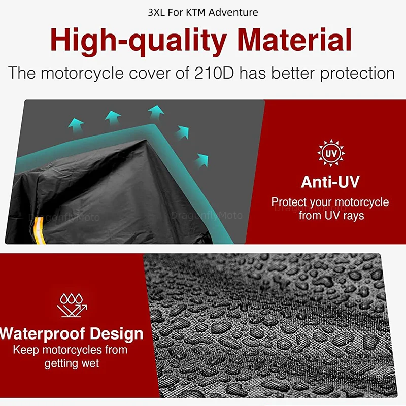 For KTM Adventure 790 990 1050 1090 1190 1290 Motorcycle Cover Waterproof Outdoor Scooter UV Protector Dust Rain Cover