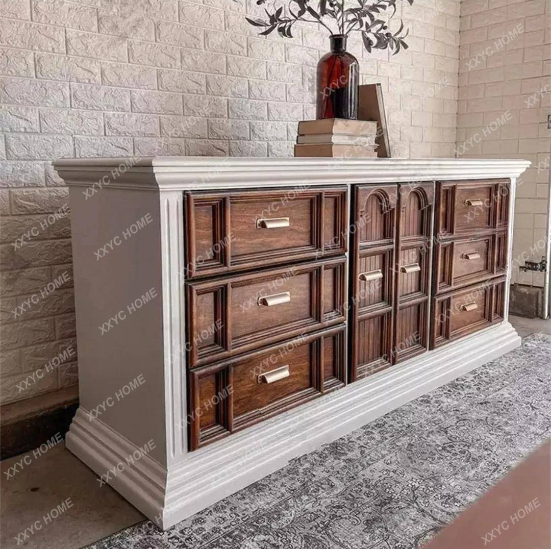 Solid Wood TV Cabinet Living Room  Multi-functional Storage Small Apartment Household Antique Dining Side Cab