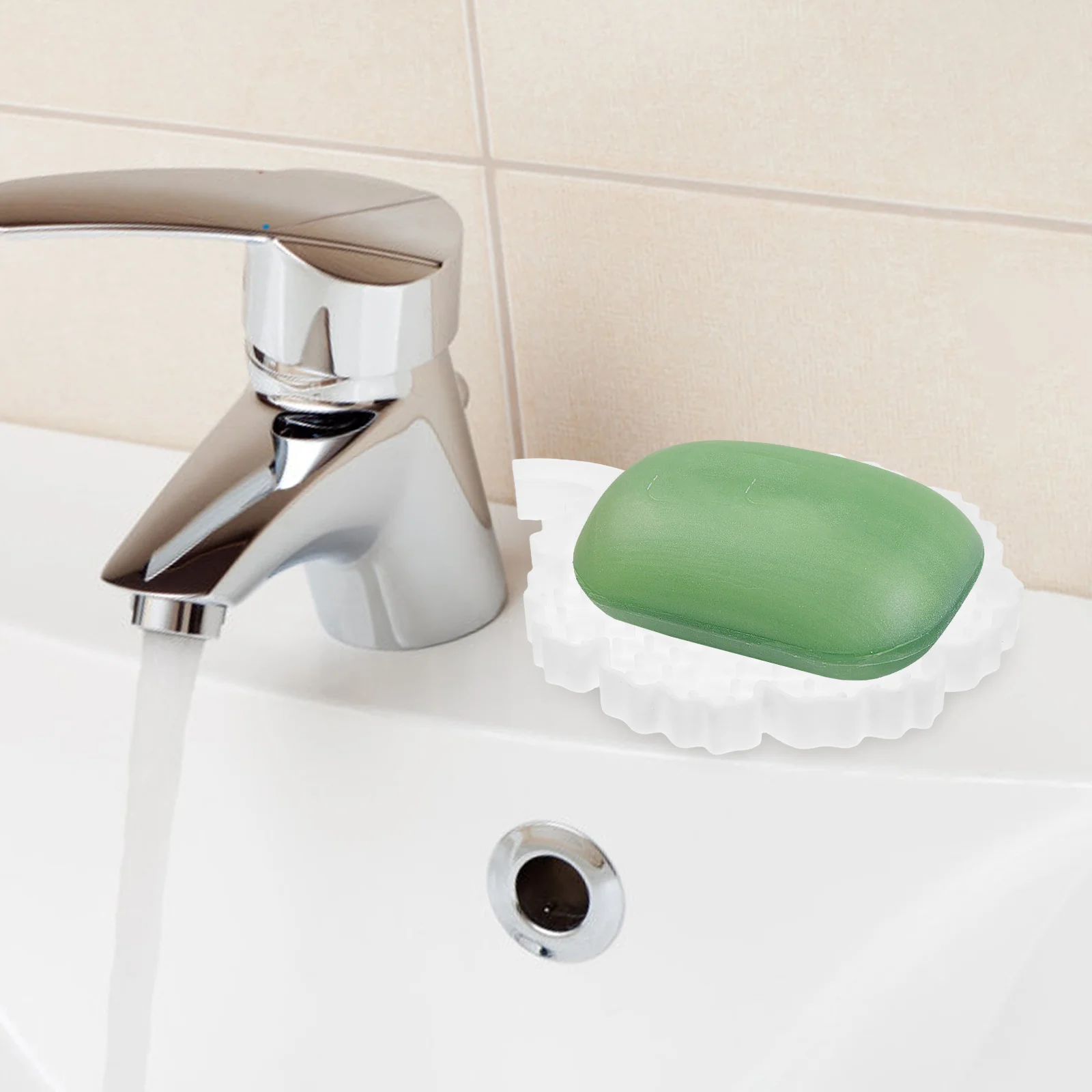 

Silicone Soap Dish Bar Soap Holder Self Draining Tray Saver Sponge Holder Bathroom Kitchen Sink Bathtub White Non Slip