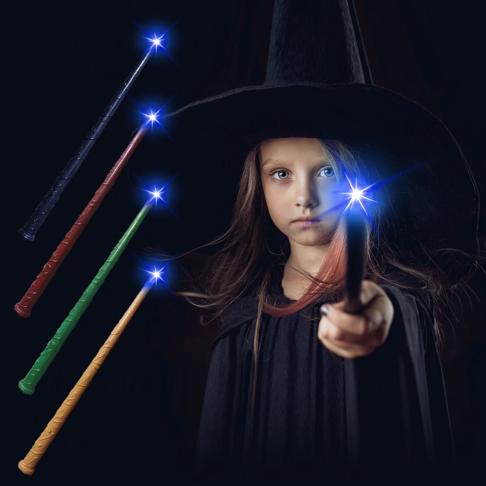 1 st Light Up Wizard Wand Knipperende Magische Wand Voor Kinderen Speelgoed Verlichtende Wand Met Geluid Party Prestaties Kostuum Accessoires