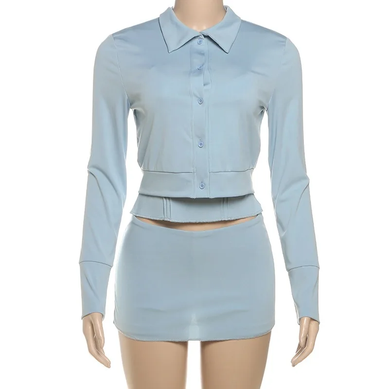 Tuularose-Conjunto de falda de 3 piezas para mujer, camiseta sin mangas Sexy de otoño, conjunto de falda tipo Rebeca lisa, conjuntos de vestidos informales de fiesta para mujer