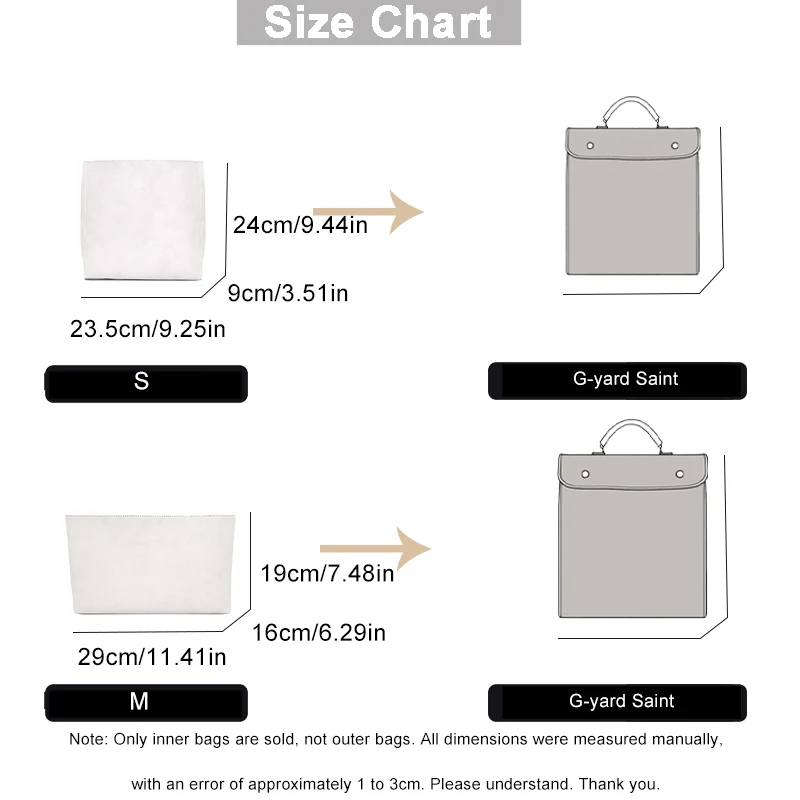 EverToner For G-yard Saint Backpack Dupon Paper Insert Liner Bag Store makeup bag Shaper Protector Compartment Lining Accessorie